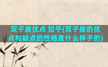 双子座优点 知乎(双子座的优点和缺点的性格是什么样子的)